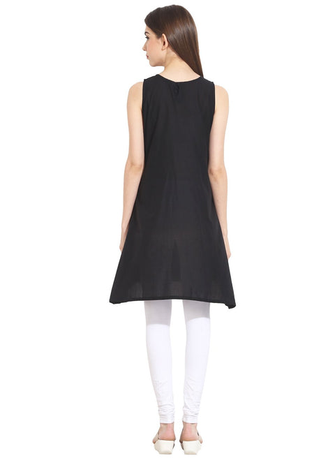Black sleevless cotton kurti