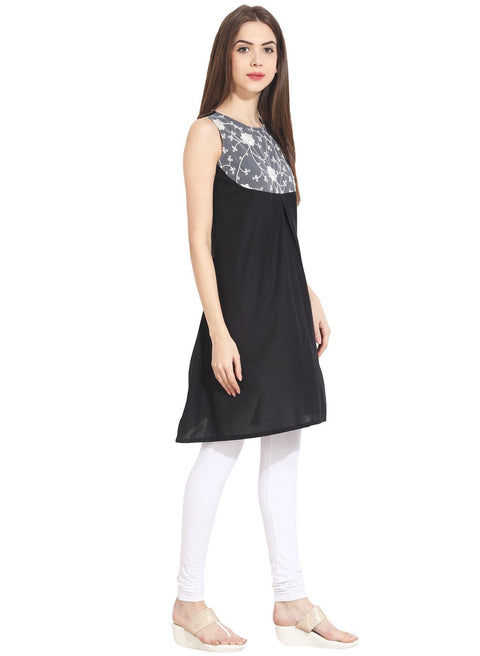 Black sleevless cotton kurti