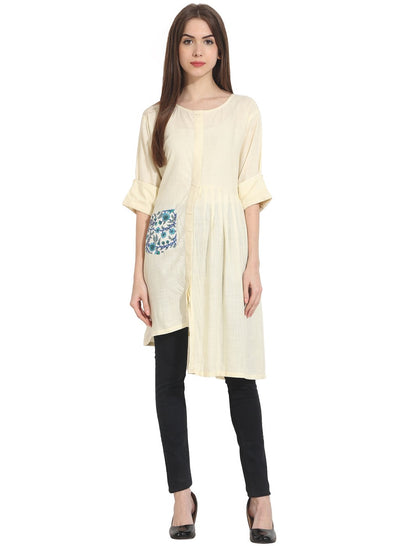 Cream 3/4th sleeve assymetical Georgette Kurta
