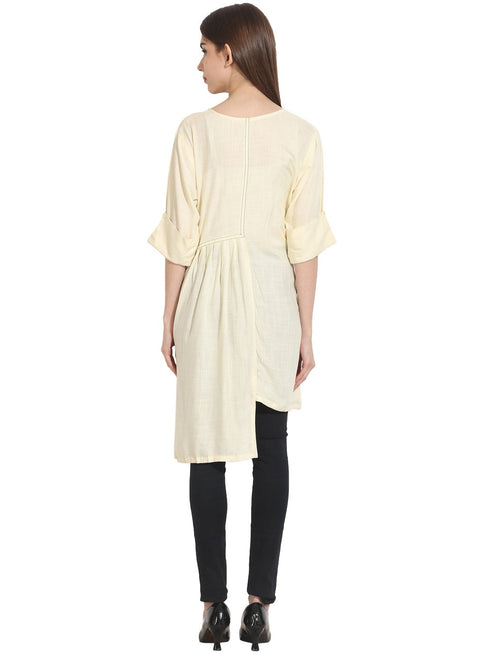 Cream 3/4th sleeve assymetical Georgette Kurta