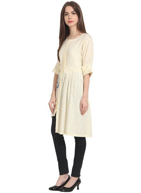 Cream 3/4th sleeve assymetical Georgette Kurta