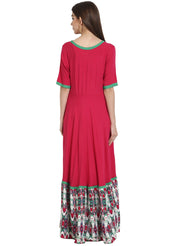 Red half sleeve low floor cotton kurta