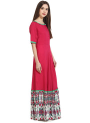 Red half sleeve low floor cotton kurta