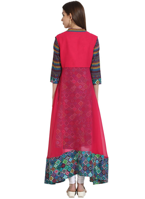Multi 3/4th sleeve cotton anarkali kurta