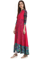 Multi 3/4th sleeve cotton anarkali kurta