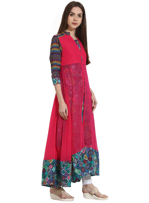 Multi 3/4th sleeve cotton anarkali kurta