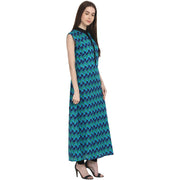 Blue printed Sleevless ankle length kurta