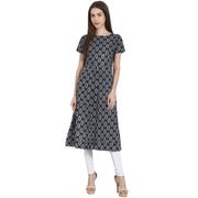 Blue Butta printed Cap sleeve rayon kurta