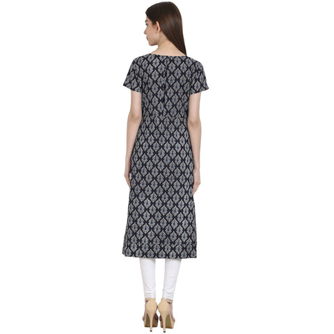 Blue Butta printed Cap sleeve rayon kurta