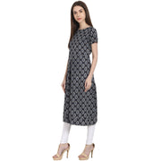 Blue Butta printed Cap sleeve rayon kurta
