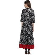 Black printed 3/4 sleeve Low high cotton anarkali Kurta