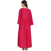 Red full sleeve rayon front open A-line kurta