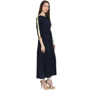Navy Blue 3/4 sleeve cotton Anarkali kurta