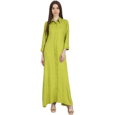 Green full sleeve rayon floor length kurta