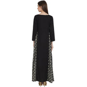 Black full sleeve cotton floor length A-Line kurta