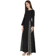 Black full sleeve cotton floor length A-Line kurta