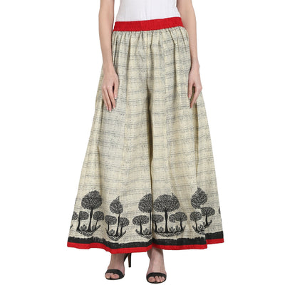 Beige color cotton ankle length plazzo