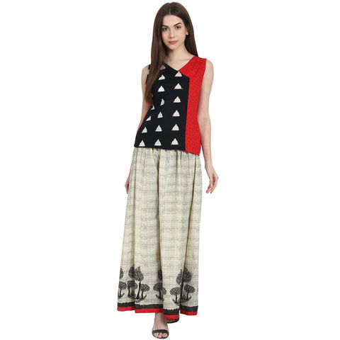 Beige color cotton ankle length plazzo