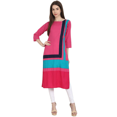Multi color 3/4 sleeve cotton kurta