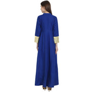 Blue 3/4 sleeve cotton floor length Anarkali kurta
