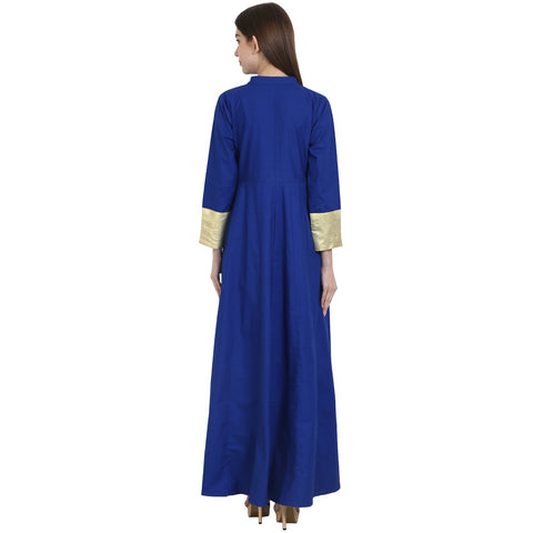 Blue 3/4 sleeve cotton floor length Anarkali kurta