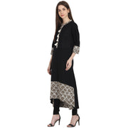 Black 3/4 sleeve cotton low high kurta