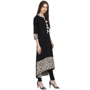 Black 3/4 sleeve cotton low high kurta