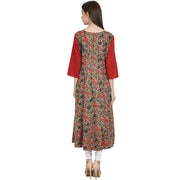 Multi printed 3/4 sleeve cotton low high kurta