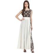 Multi printed sleevless cotton anarkali kurta