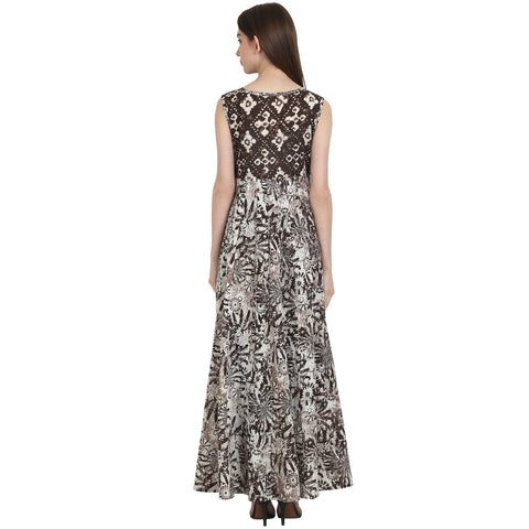 Multi printed sleevless cotton anarkali kurta