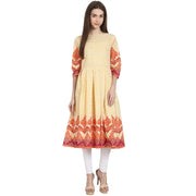 Peack printed 3/4 sleeve cotton anarkali kurta