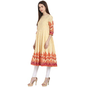 Peack printed 3/4 sleeve cotton anarkali kurta