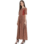 Red printed half sleeve cotton anarkali kurta