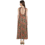 Multi printed sleevless cotton anarkali kurta