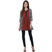 Multi printed 3/4 sleeve cotton A-line tunics