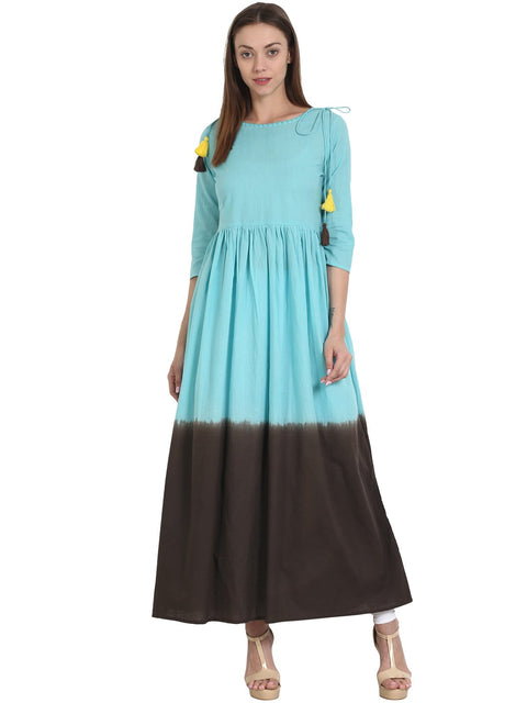 Nayo Women Blue & black 3/4 sleeve tye dye anarkali kurta