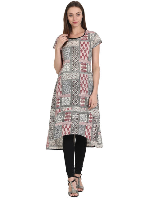 Nayo Women Multi printed cap sleeve cotton kurta