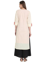 White 3/4 sleeve cotton kurta