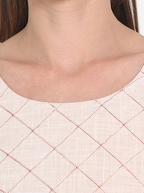 White 3/4 sleeve cotton kurta