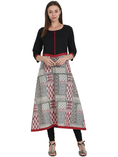 Nayo Multi printed 3/4 sleeve cotton A-line kurta