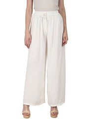 White ankle length  Rayonstraight plazzo