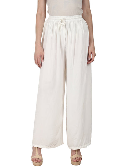 White ankle length  Rayonstraight plazzo