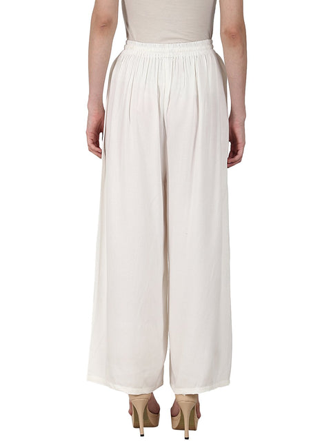 White ankle length  Rayonstraight plazzo