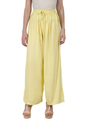 Yellow ankle length Rayon straight plazzo
