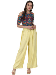 Yellow ankle length Rayon straight plazzo