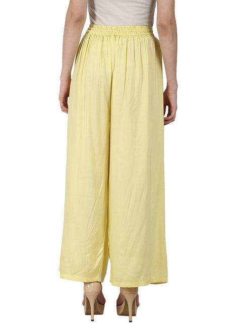 Yellow ankle length Rayon straight plazzo