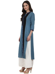 Blue 3/4 sleeve cotton kurta