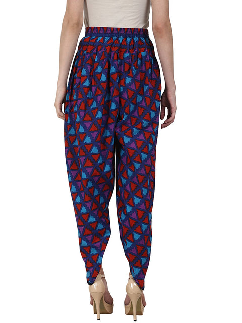 Blue prited cotton ankle length dhoti