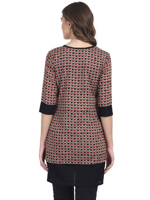 Black 3/4th sleeve cotton double layer tunic