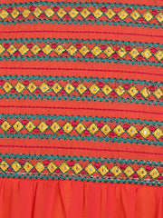 Orange color 3/4th sleeve georgette Anarkali kurta with Embriodery work and yellow dupatta